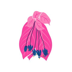 Floral elements. Flower and green leaves. Modern trendy Matisse minimal style.  Floral poster, invite. Vector arrangements for greeting card or invitation design