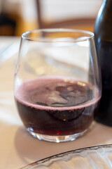 Sparkling wine of North Italy, region Emilia Romagna, red dry or sweet Lambrusco wine