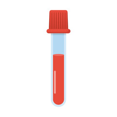 Sample blood in a test tube. Medical laboratory research. Vector illustration flat design. Equipment for analysis. Blood donation. Isolated on white background.