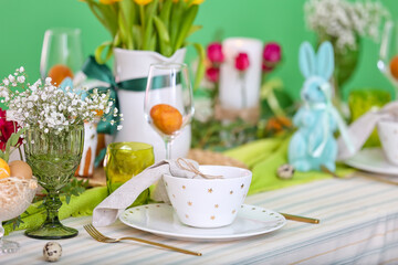 Festive setting on table served for Easter celebration