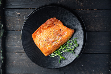 fried salmon fish bbq char grill barbecue seafood fresh meal food snack on the table copy space food background 