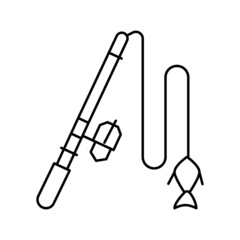 fishing mens leisure line icon vector illustration