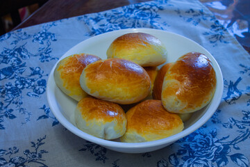 Pies on the table in a large bowl