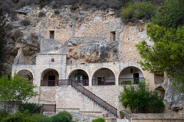 Obraz premium View on walls and buildings of Agios Neophytos Monastery on Cyprus