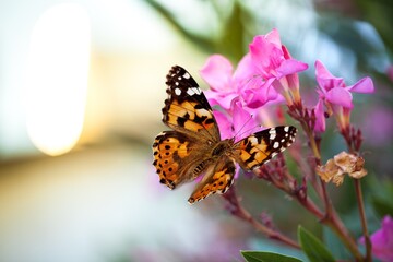 Beautiful nature of colored butterfly on a fresh flower.