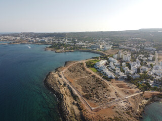 Fototapeta na wymiar Crystal clear blue water of Mediterranean sea on Fig tree beach in Protaras, Cyprus
