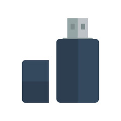Open blue flash drive icon in flat style