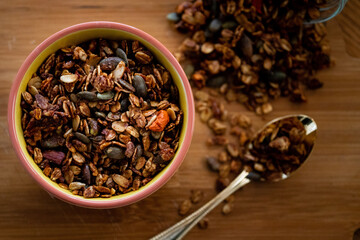 granola and spoon