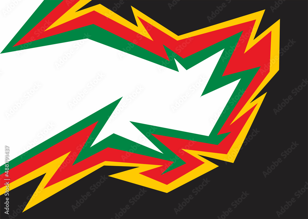 Poster abstract background with spikes and zigzag pattern and with jamaican color theme