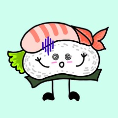 Design Sticker Cute Sushi Emoticon, PNG, HD Resolution