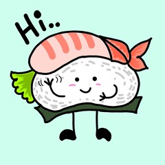 Design Sticker Cute Sushi Emoticon, PNG, HD Resolution