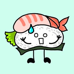 Design Sticker Cute Sushi Emoticon, PNG, HD Resolution