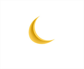 Fototapeta na wymiar 3d half moon icon ramadan islamic symbol cute