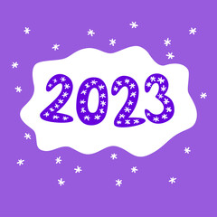 2023. Christmas greeting poster written by hand. Numbers.