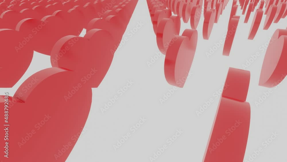 Aufkleber red heart shapes on a white background. abstract seamless loop animated background with rotating hea
