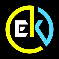EK letter logo design on black background Initial Monogram Letter EK Logo Design Vector Template. Graphic Alphabet Symbol for Corporate Business Identity