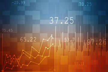 Business Growth graph on technology background, Futuristic raise arrow chart digital transformation abstract technology background. Big data and business growth currency stock and investment economy