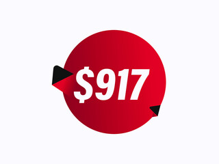 $917 USD sticker vector illustration