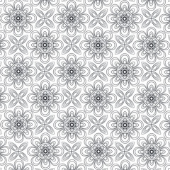 Flower Mandala geometric black and white pattern. Seamless vector background vector in illustration