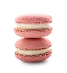 Sweet macaroons on white background