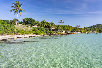 Beautiful turquoise sea and white sand beach at Koh Kood, Trat, Thailand.