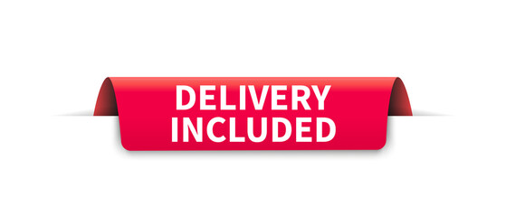 Delivery included on all orders, sale tag, red banner. vector design template