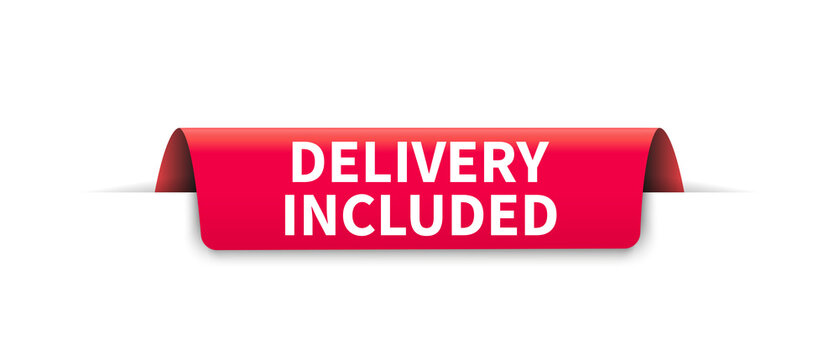 Delivery included on all orders, sale tag, red banner. vector design template