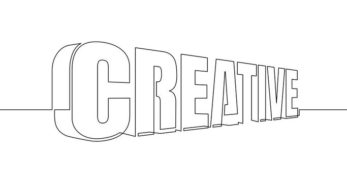 Animation of an image drawn with a continuous line. 3d creative word typography. Abstract horizontal isometric concept.
