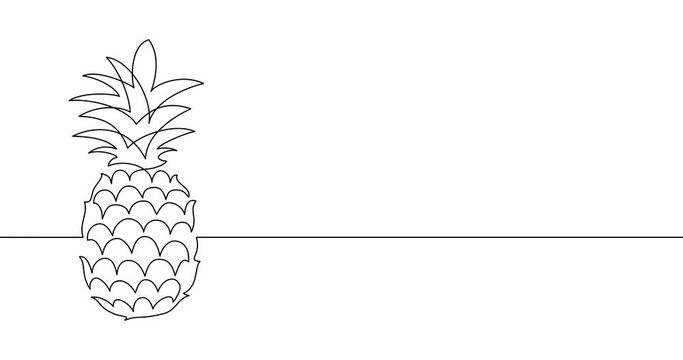 Animation of an image drawn with a continuous line. Pineapple.