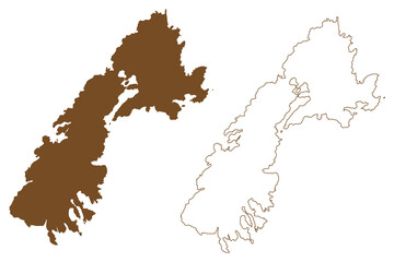 Blido island (Kingdom of Sweden, Stockholm archipelago) map vector illustration, scribble sketch Blidö map