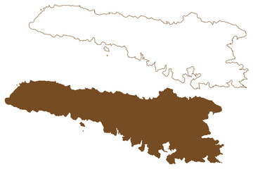 Fototapeta na wymiar Lampedusa island (Pelagie Islands, Italian Republic, Italy) map vector illustration, scribble sketch Isola del Lampedusa map