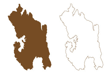 Bergo island (Republic of Finland) map vector illustration, scribble sketch Bergö map