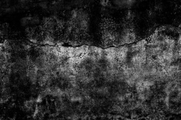 Obraz premium Broken old concrete wall surface with dark grunge texture for background