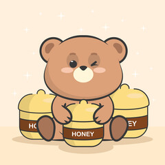 kawaii bear and honey