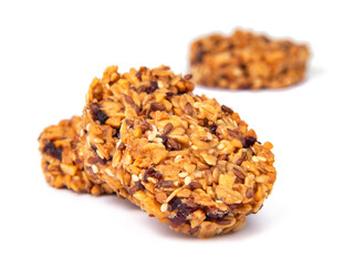 Natural cookies no sugar with honey oatmeal grain isolated on the white