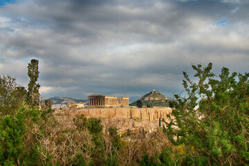 Greece. Athens. Parthenon on Mount Acropolis against the background of the summer sky - 488801483