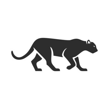 Panther silhouette logo icon. Puma sign. Wild cat Jaguar vector illustration