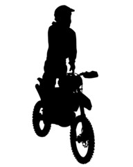 Retro bike on street. Isolated silhouette on a white background