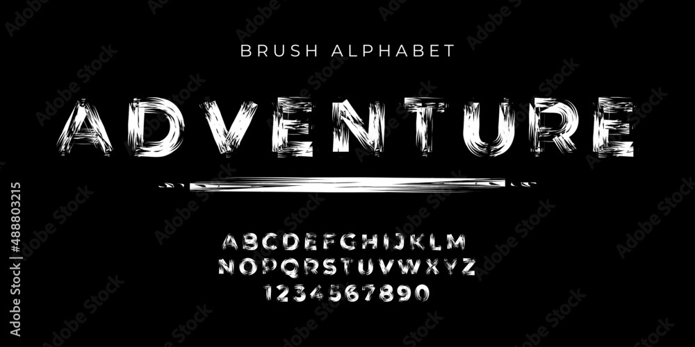 Aufkleber adventure text effect and alphabet font vector