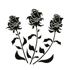 Rose. Black and white image of stylized colors. Stamp, print on fabric, design, background.
Vector drawing.