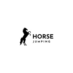 Fototapeta na wymiar Horse jumping logo vector illustration, mascot, delivery, or logistic, logo industry, flat color black style