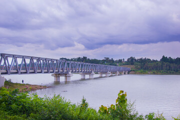 The longest river bridge in Lampung, Indonesia. water and nature tourism