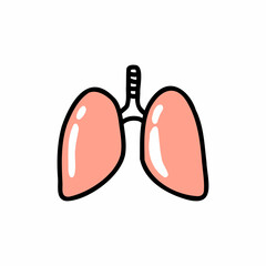 lungs doodle icon, vector color line illustration