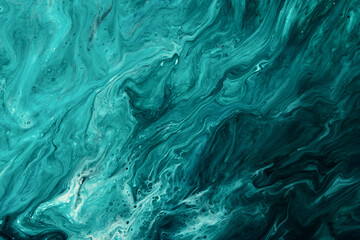 Fototapeta Fluid Art. Liquid dark turquoise abstract drips and wave. Marble effect background or texture obraz