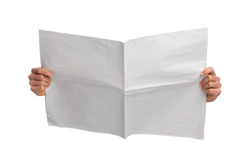 Blank newspaper holding hand. Using for mockup. - Powered by Adobe