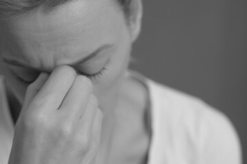 woman praying to God stock photo