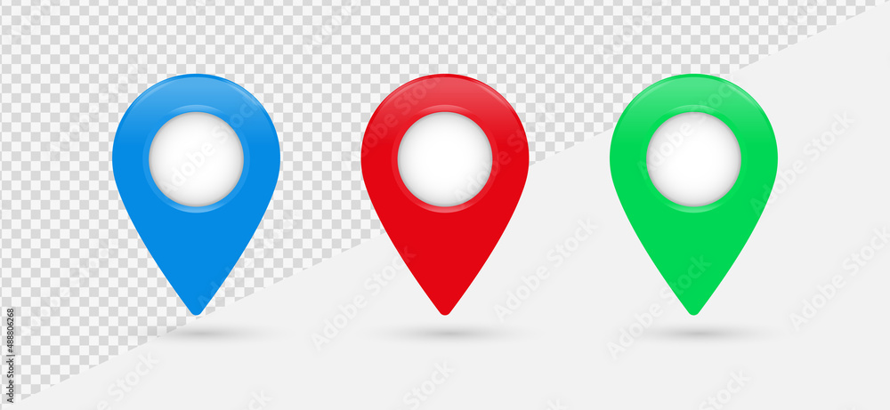 Aufkleber 3D location pin pointer icon . isometric red map pointers icons - place location and destination symbols - Pin marke map 3d icon 