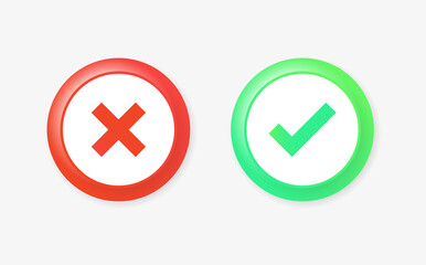 check mark icon button . Tick and cross signs - check icon buttons - green and red checkmark button - checklist symbols - check mark icon - voting check mark - checklist checkmark - approved checkmark