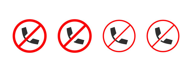 No phone sign . Forbidden Call Icon . no calling signs . ban stop call sign