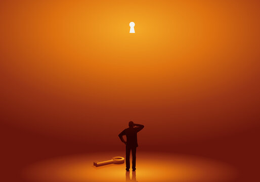 Concept du piège avec un homme prisonnier au fond d’un trou, cherchant une solution pour s’échapper.